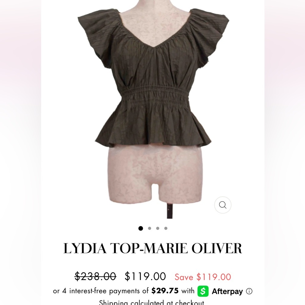 Marie Oliver Lydia Smocked Ruffled Top Size M